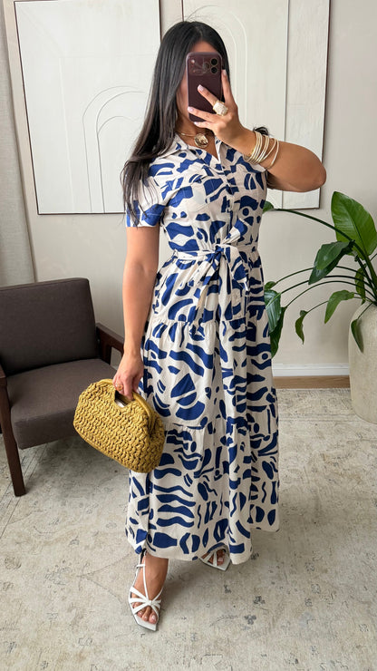 Robe Popeline De Coton A Motifs 100 Coton I Bleu
