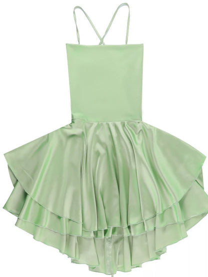 Backless Layered Ruffled Cami Dress