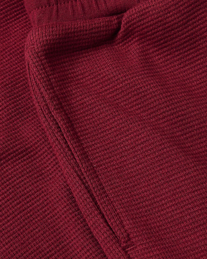 Girls Dark Maroon Waffle Long Sleeve Henley & Waffle Leg Pants 2-Pack