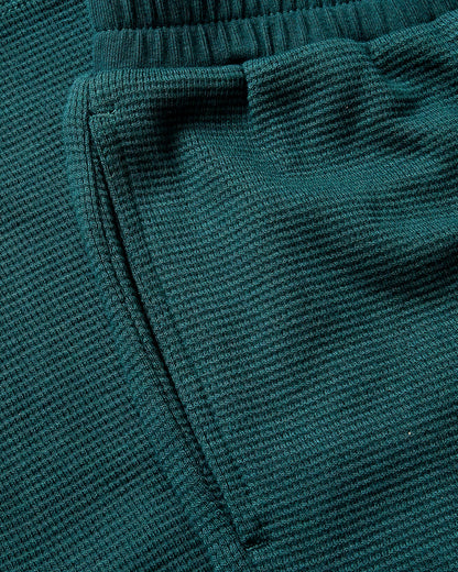 Girls Deep Emerald Waffle Long Sleeve Henley & Waffle Leg Pants 2-Pack