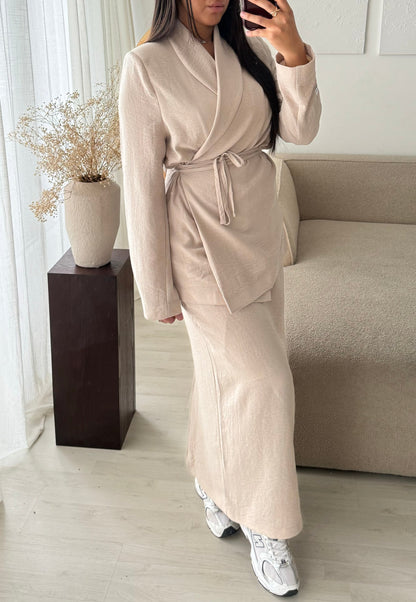 Creation Made In Turquie I Ensemble Jupe Et Blazer Al Kitaan I Beige