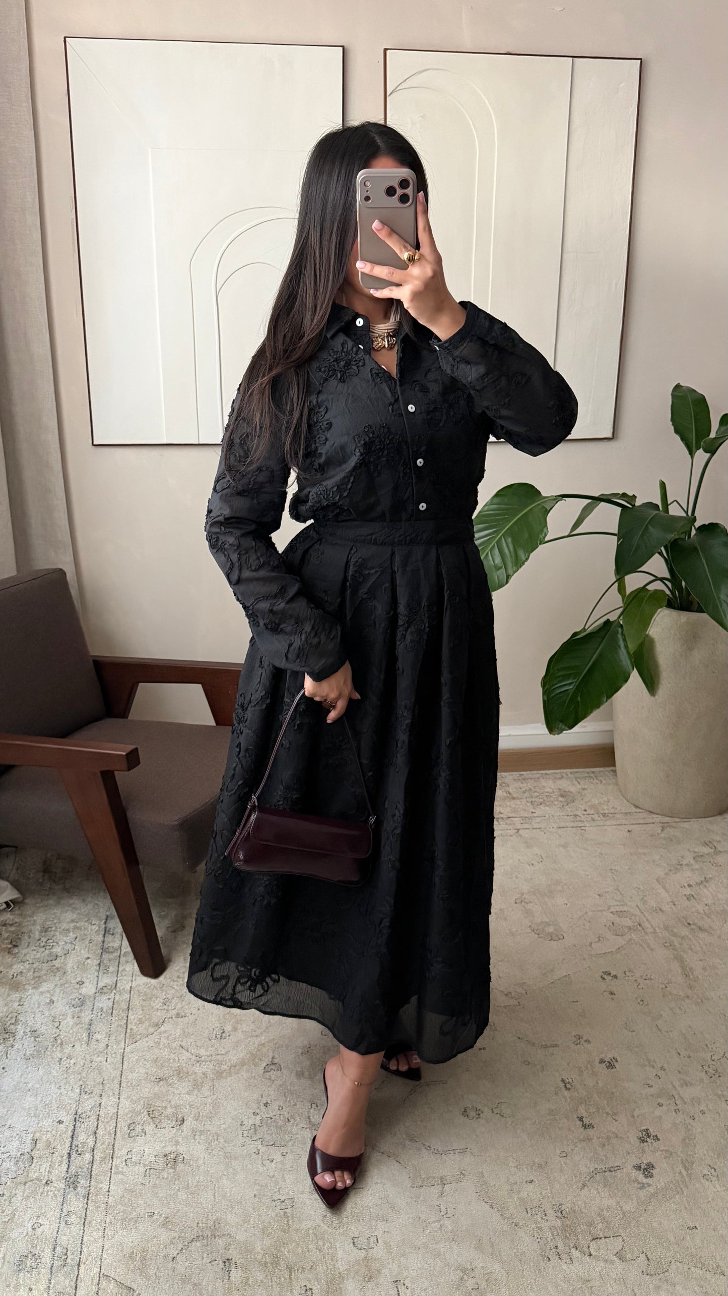 Jupe Effet Fleurs I Noir