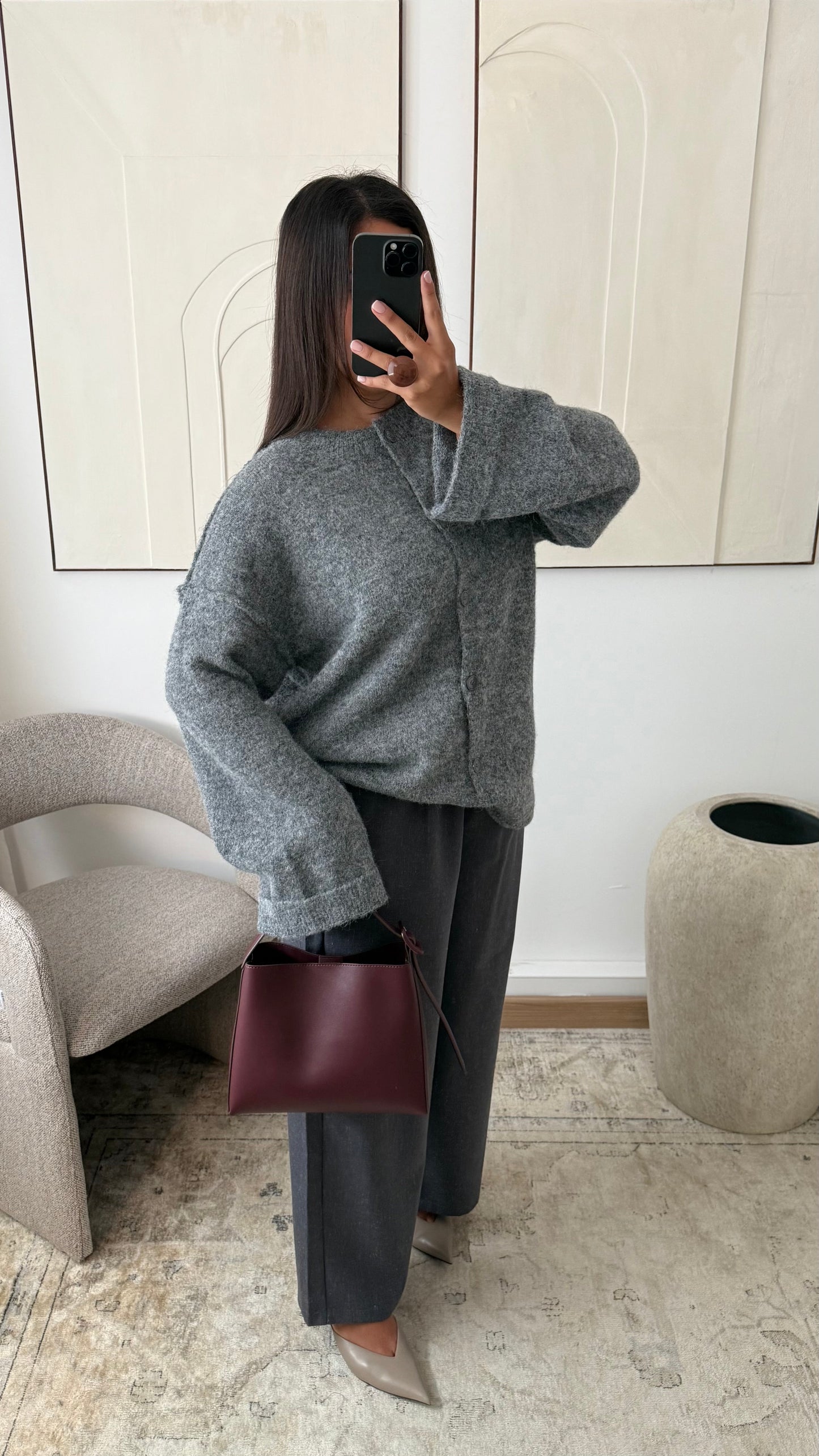 Cardigan épais et doux SOLÈNE  Gris