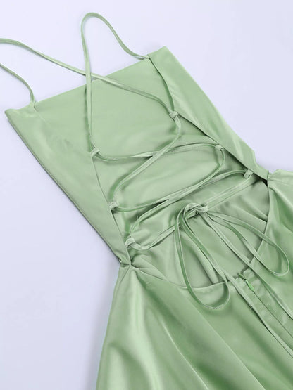 Backless Layered Ruffled Cami Dress