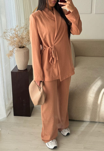 Creation Made In Turquie I Ensemble Pantalon Et Blazer Sahara I Terracotta