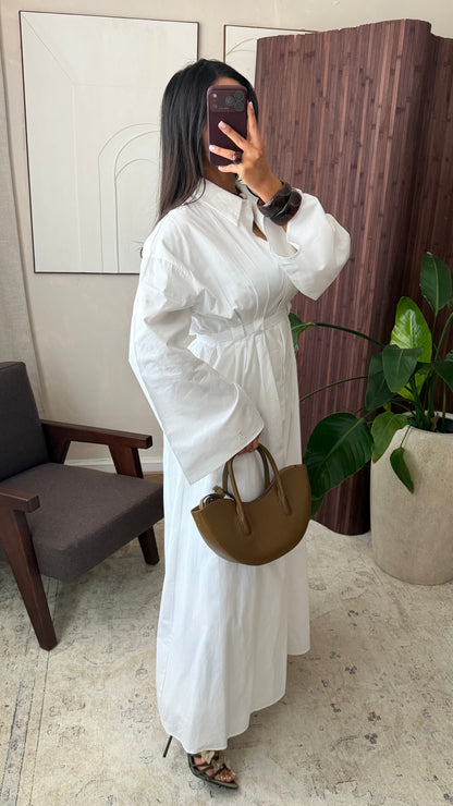 Robe Chemise Doublee 100 Coton I Blanc