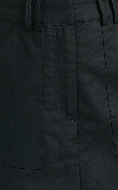 Dream Linen Blend Skort - High Waisted A Line Skort in Black