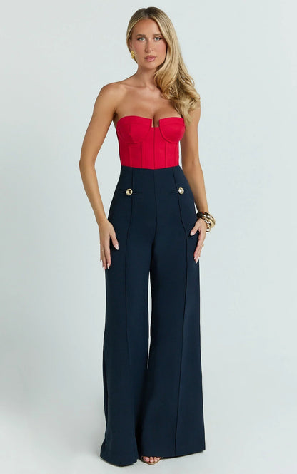 Brigitte Bodysuit - Sweetheart Paneled Bodysuit in Red