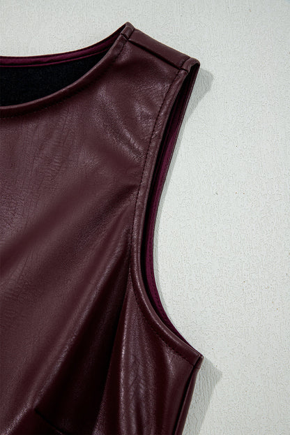 Wild Ginger Vegan Leather Sleeveless Mini Dress