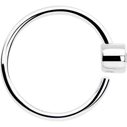 14k Solid White Gold Bendable Nose Hoop 20G 5/16 with 2mm Bezel CZ