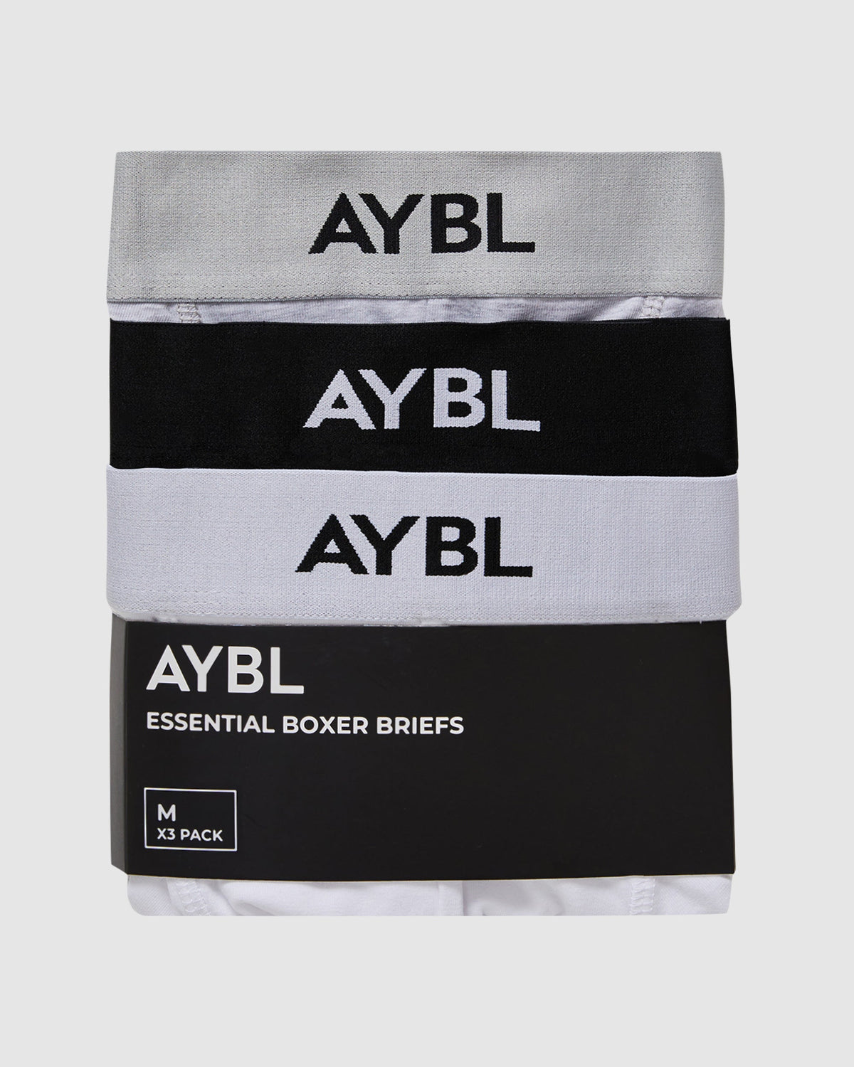 Essential Boxer Brief (3 pack) - Black/White/Grey