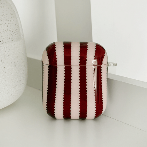 Airpods Case - Blushberry Scallop Stripes
