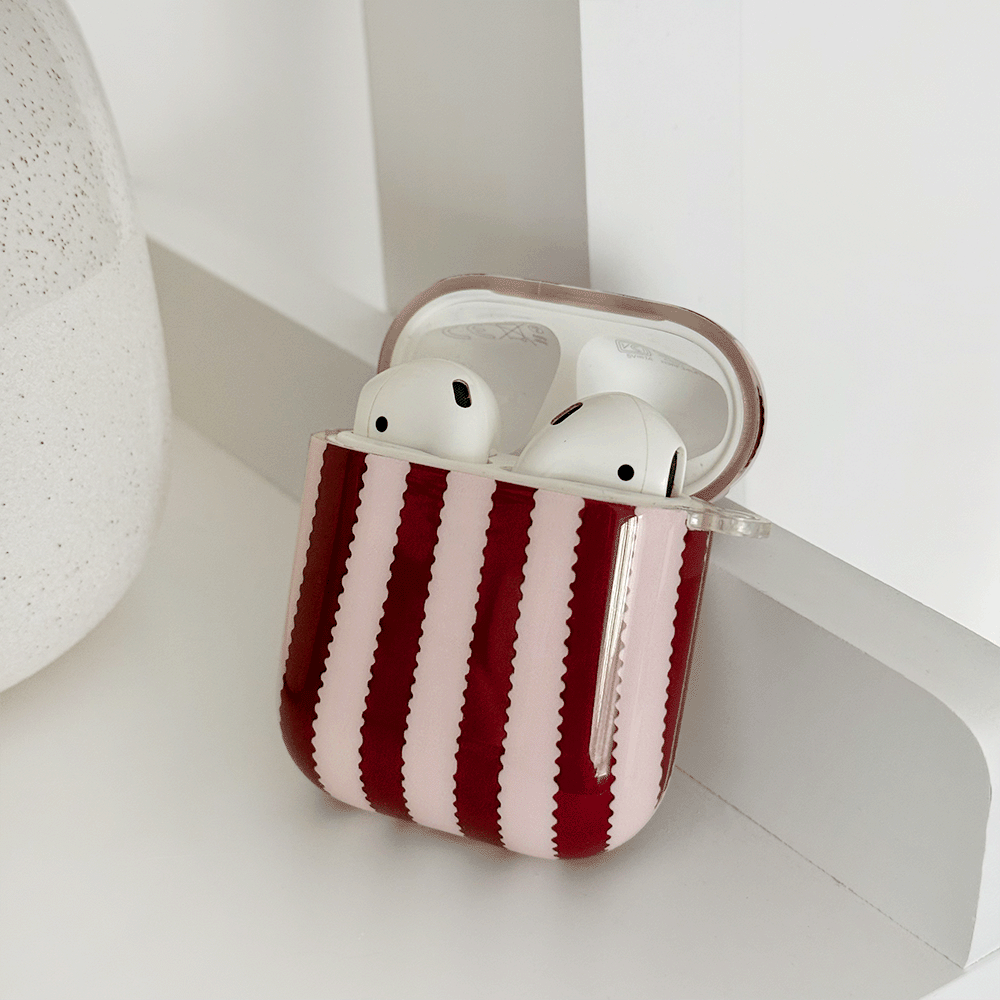 Airpods Case - Blushberry Scallop Stripes