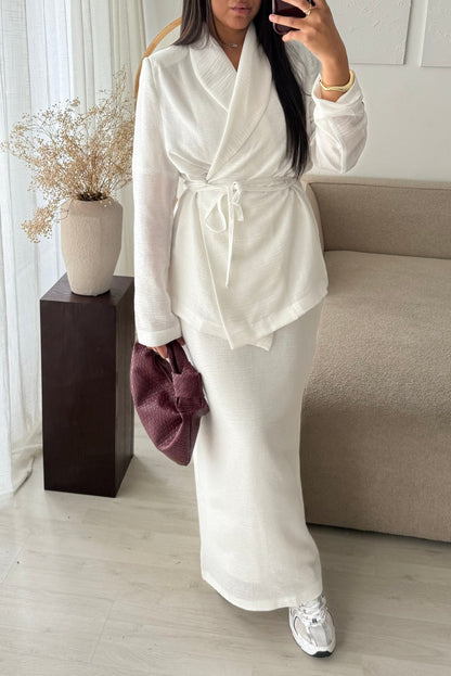 Création MADE IN TURQUIE I Ensemble jupe et blazer AL KITAAN I Blanc