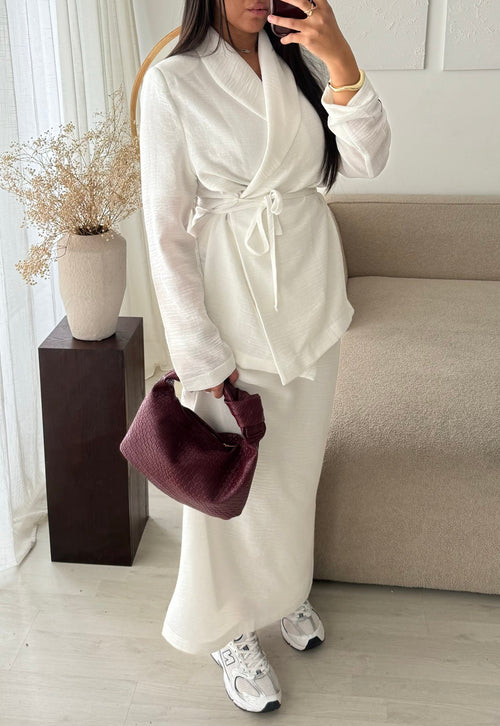Création MADE IN TURQUIE I Ensemble jupe et blazer AL KITAAN I Blanc