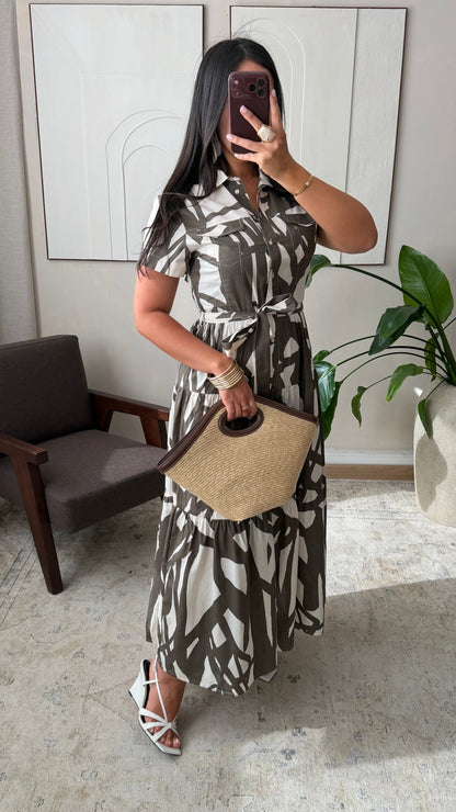 Robe Popeline De Coton A Motifs 100 Coton I Kaki