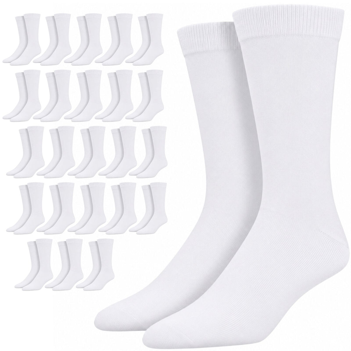 24 Pairs Bamboo Derived Loose Top Socks Diabetic Comfort Circulation White