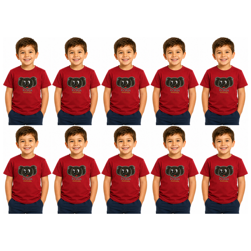10X Kids Koala Australia T Shirt Bulk Pack Red 100 Cotton Childrens Souvenir Gift Top