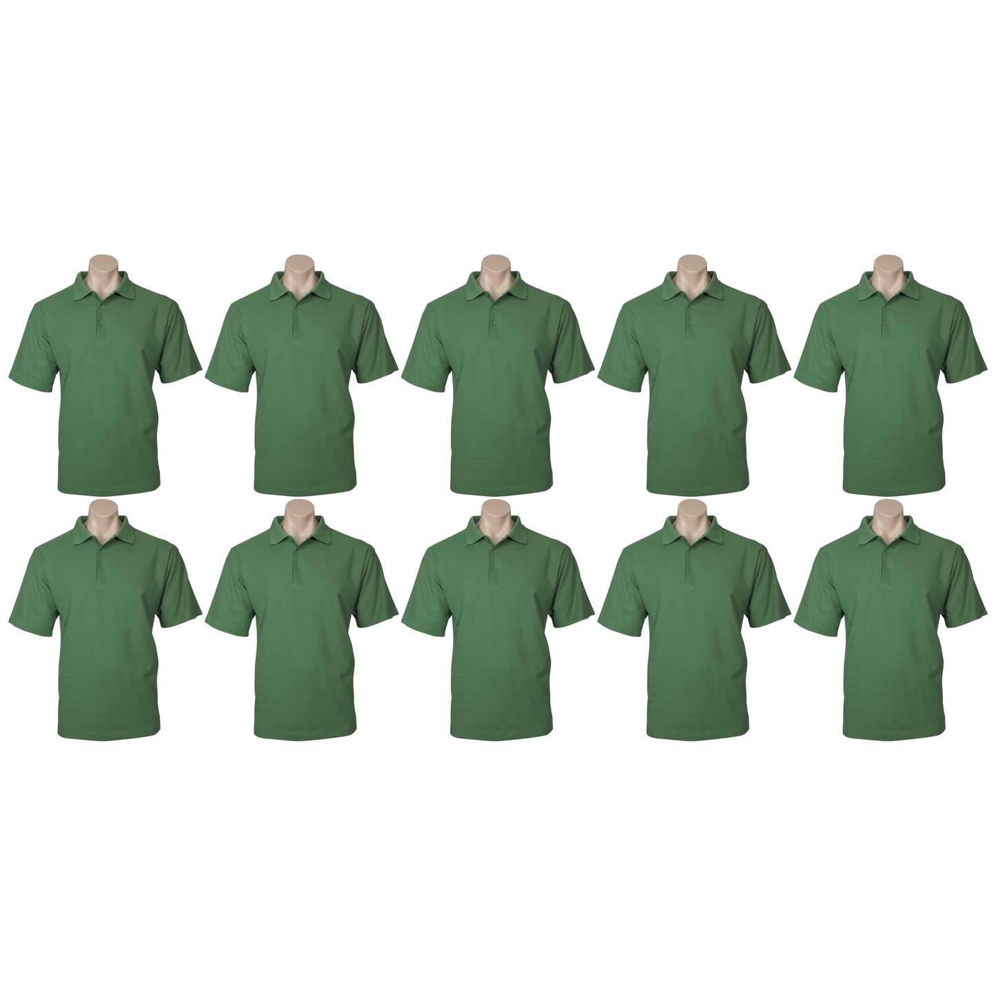 10X Mens Plain Short Sleeve Polo Shirt Bulk Pack Apple Green Pique Knit Upf Casual T Shirt