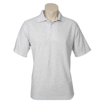 10X Mens Plain Short Sleeve Polo Shirt Bulk Pack Snow Marle Grey Pique Knit Upf
