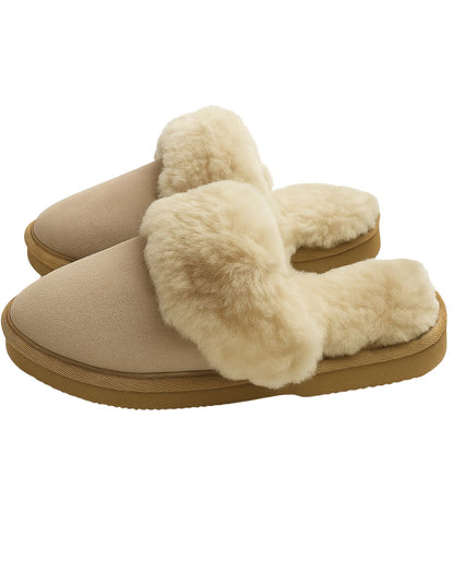 100 Sheepskin Moccasin Slippers Winter Genuine Scuffs Slip On Mens Womens 1