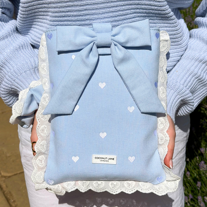 Book Sleeve - Powder Blue Hearts