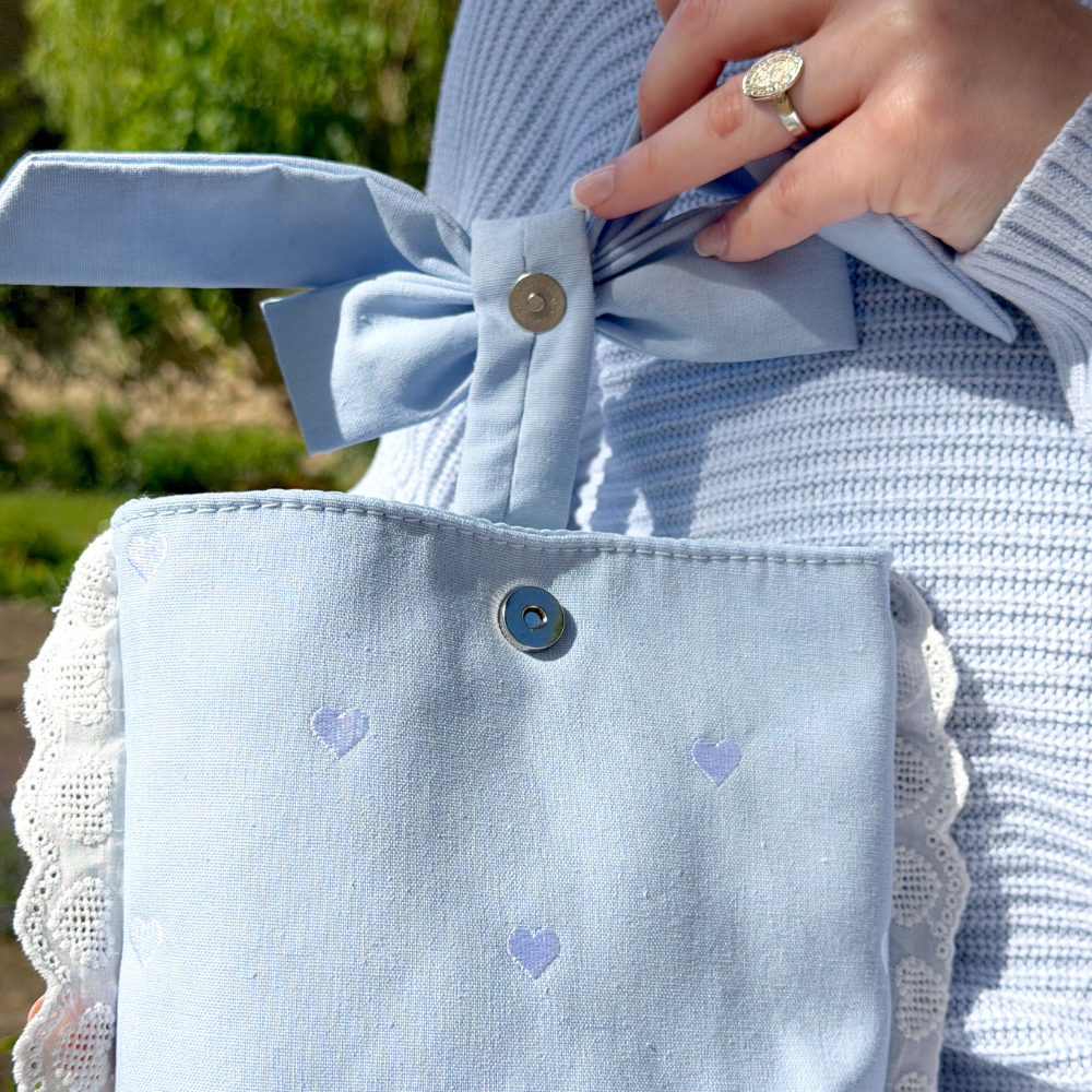 Book Sleeve - Powder Blue Hearts