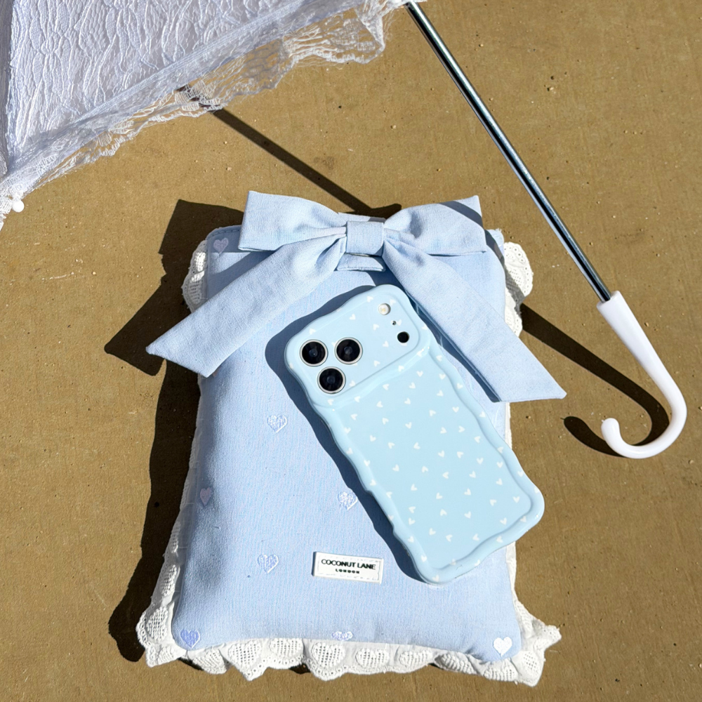 Book Sleeve - Powder Blue Hearts