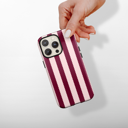 Tough MagSafe® Phone Case - Blushberry Scallop Stripes