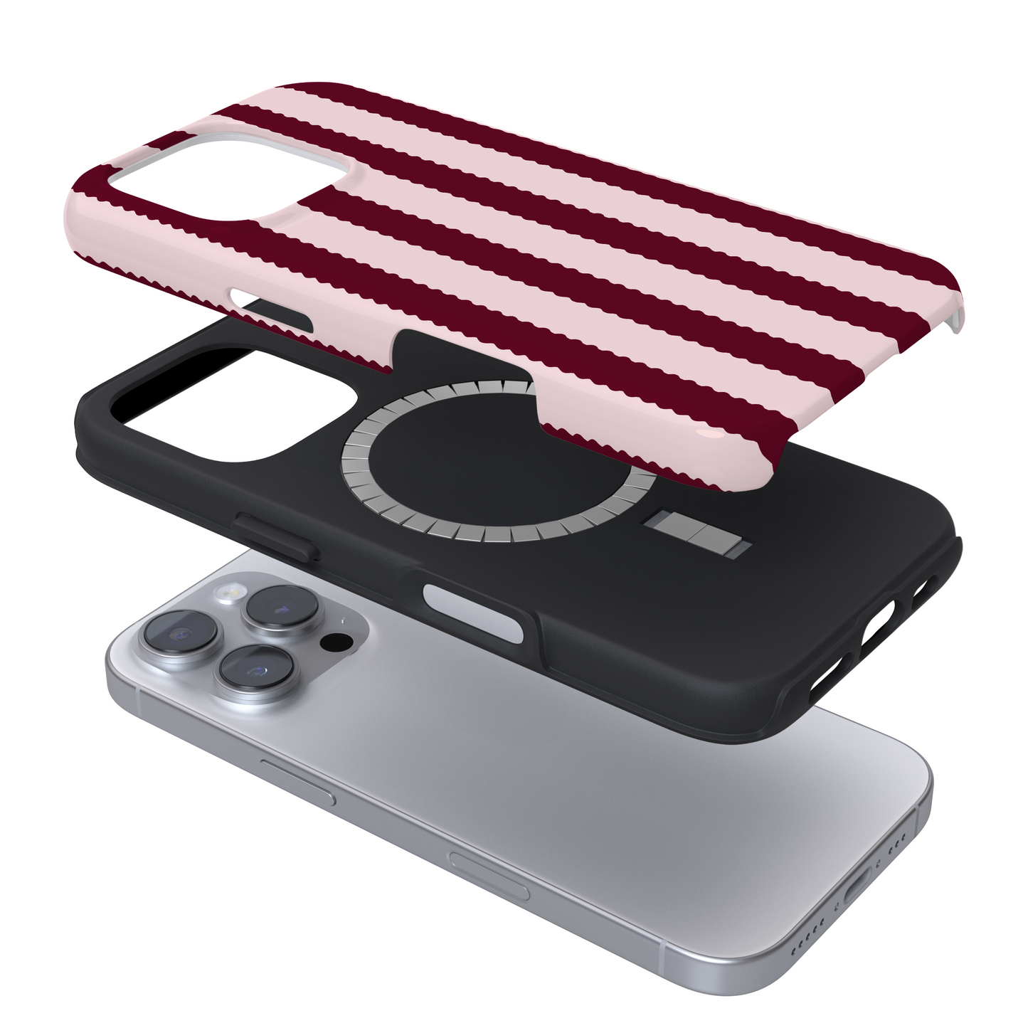Tough MagSafe® Phone Case - Blushberry Scallop Stripes