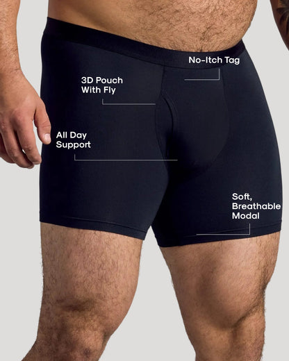 Black Boxer Briefs W/ Fly 12-Pack