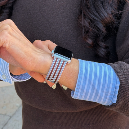 Brown & Blue Stripes Apple Watch Strap