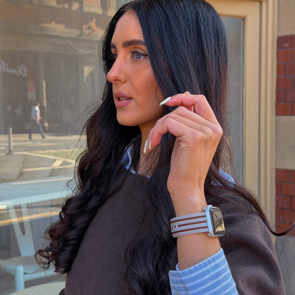 Brown & Blue Stripes Apple Watch Strap