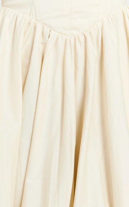 Kara Midi Dress - Strapped Bustier Bubble Hem Dress in Cream