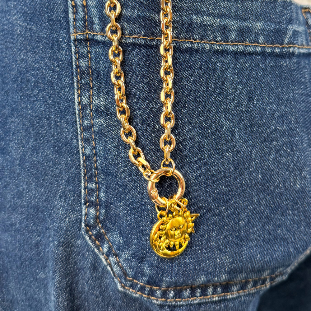CHUNKY GOLD PHONE STRAP - CIRCLE
