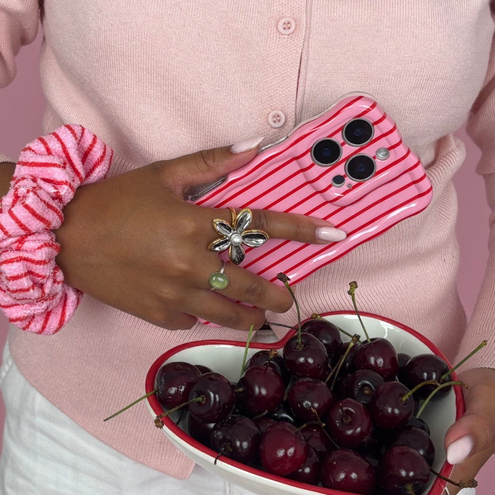 TOWEL Scrunchie - Cherry Stripes