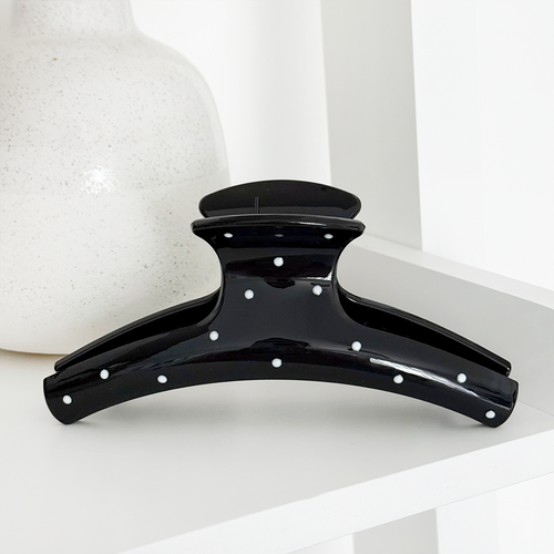 Black Polka Dot Claw Clip