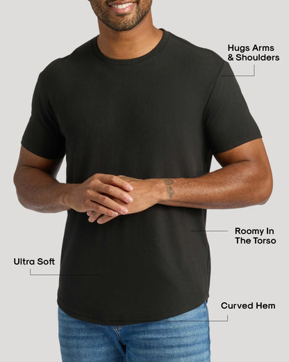 Black & White Curved Hem Classic Crew Neck 10-Pack