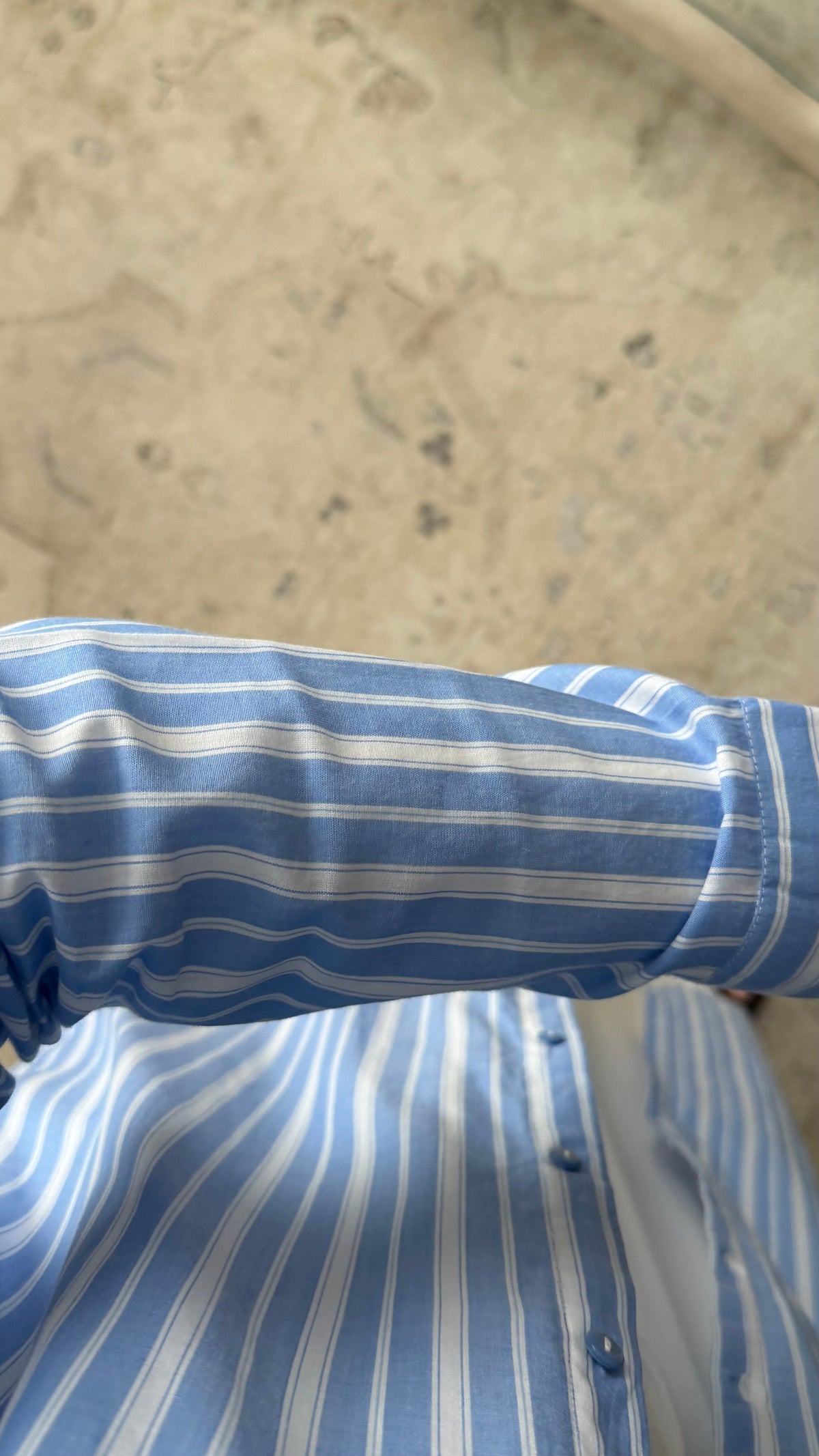 Chemise Longue A Rayures Doublee 100 Coton I Bleu Ciel