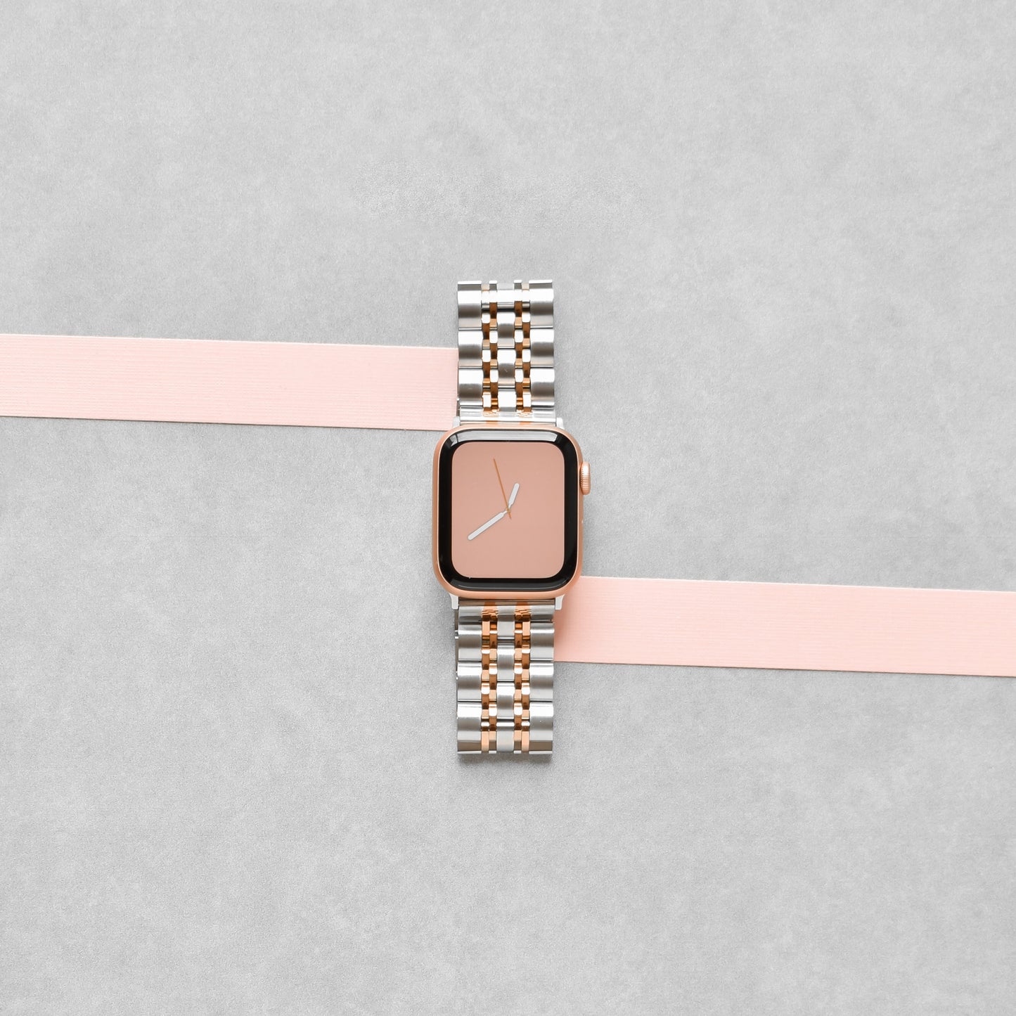 Stainless Steel Apple Watch Strap - Silver & Rose Gold