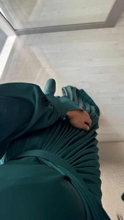 Robe Turquie Cache Coeur Plissee I Vert Emeraude