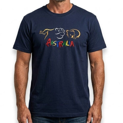 10X Adult Kangaroo Koala Wombat Australian Animals T Shirt Bulk Pack Navy Blue 100 Cotton Souvenir Gift Tee Top