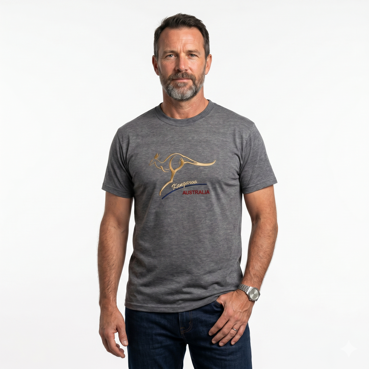 10X Adult Kangaroo Australia T Shirt Bulk Pack Grey Marle 100 Cotton Souvenir Gift Tee Top