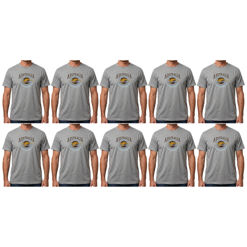 10X Adult Kangaroo Down Under Australia T Shirt Bulk Pack Grey 100 Cotton Souvenir Gift Tee Top