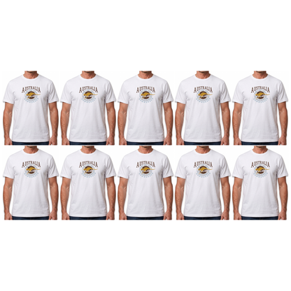 10X Adult Kangaroo Down Under Australia T Shirt Bulk Pack White 100 Cotton Souvenir Gift Tee Top