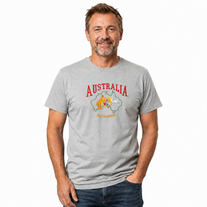 10X Adult Kangaroo Emu Australia Melbourne T Shirt Bulk Pack Grey 100 Cotton Souvenir Gift Top