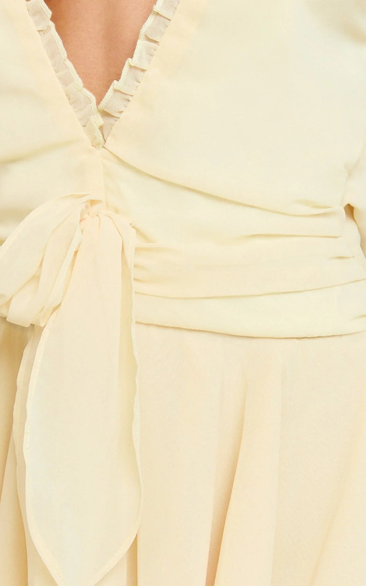 Eleonor Mini Dress - Halter Plunge Ruched Fit And Flare Dress in Lemon