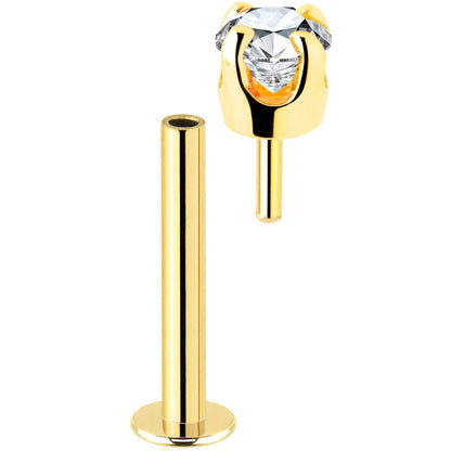 14k Yellow Gold Flat Back Earring with 3mm Cubic Zirconia Handmade