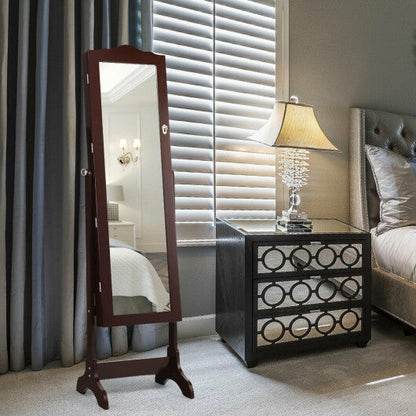 14 LED Jewelry Armoire Cabinet with Full Length Mirror and 4 Tilting Angles-White