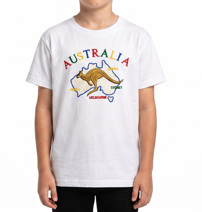 10X Kids Kangaroo Australia T Shirt Bulk Pack White 100 Cotton Childrens Souvenir Gift Top